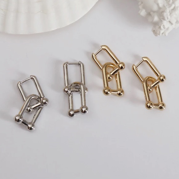 NEW 925 STERLING SILVER U-SHAPE HOOP EARRINGS - Picture 6 of 6